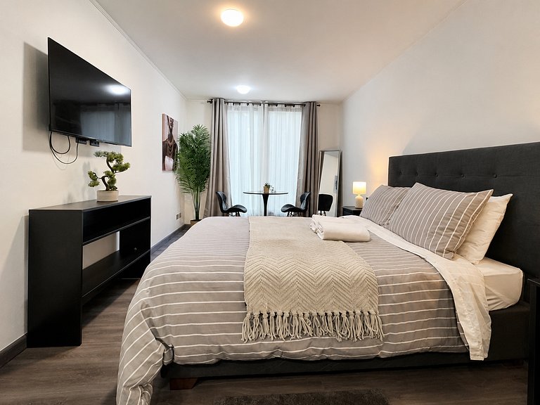 Sleek Santiago Studio | AC, Pool & 24/7 Security